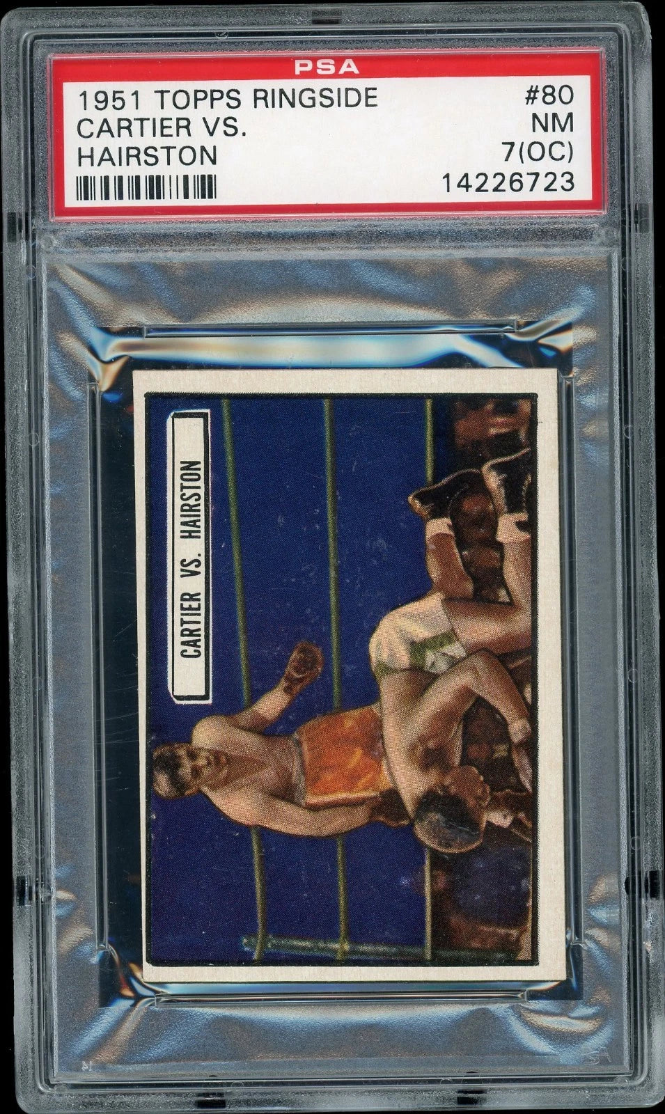 1951 Topps Ringside #80 Walter Cartier Vs. Eugene Hairston PSA 7 OC NM