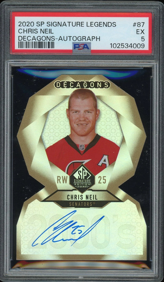 2020 SP Signature Legends #87 Chris Neil Deacagons Autograph PSA 5 EX