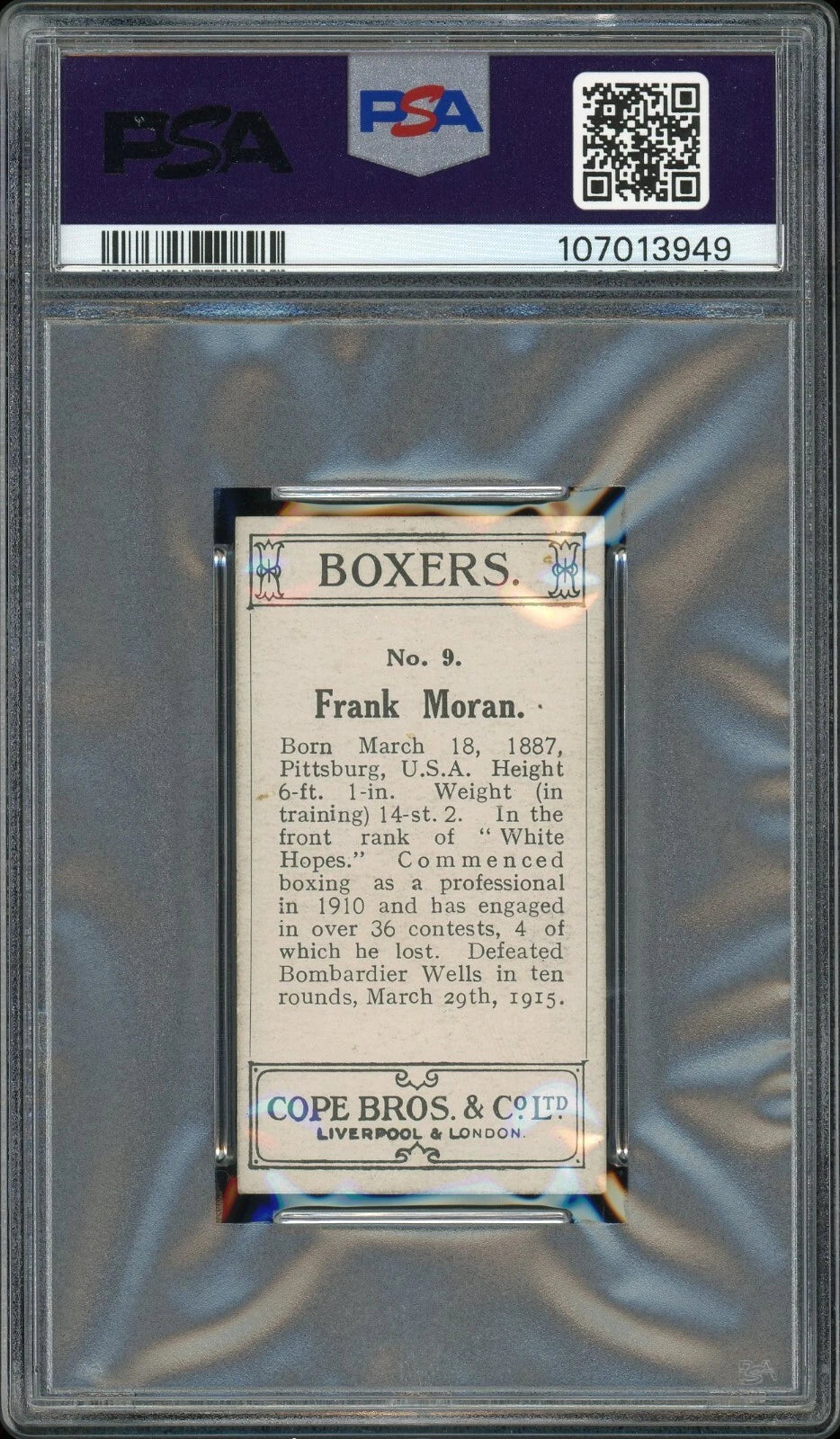 1915 Cope Bros & Co #9 Frank Moran Boxers PSA 5 EX