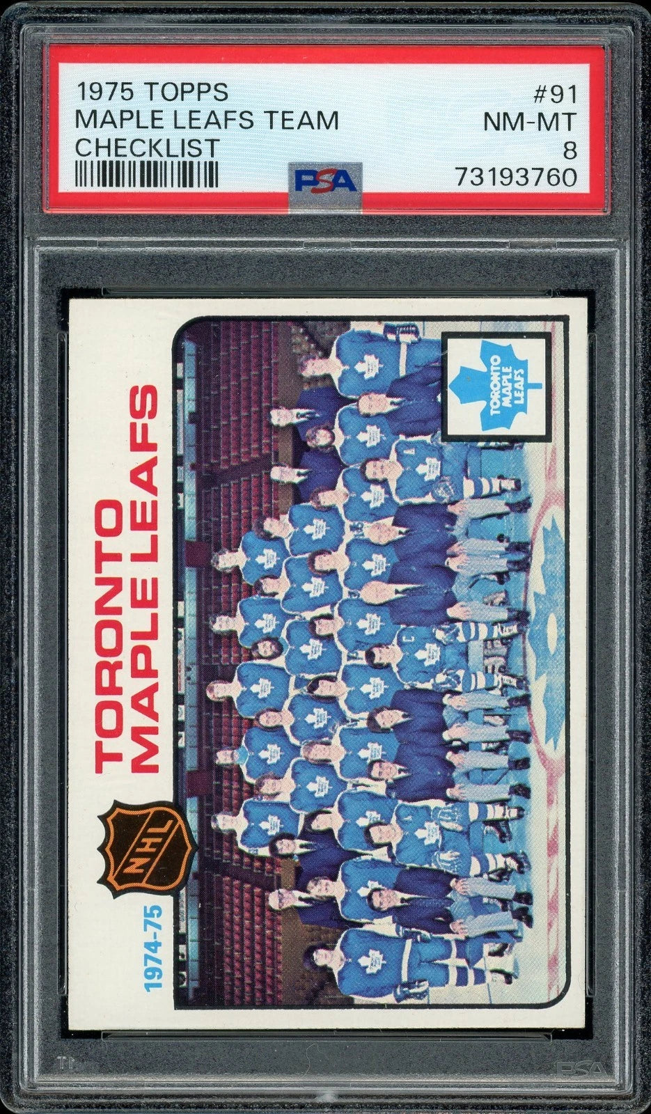 1975 Topps #91 Maple Leafs Team Checklist PSA 8 NM-MT