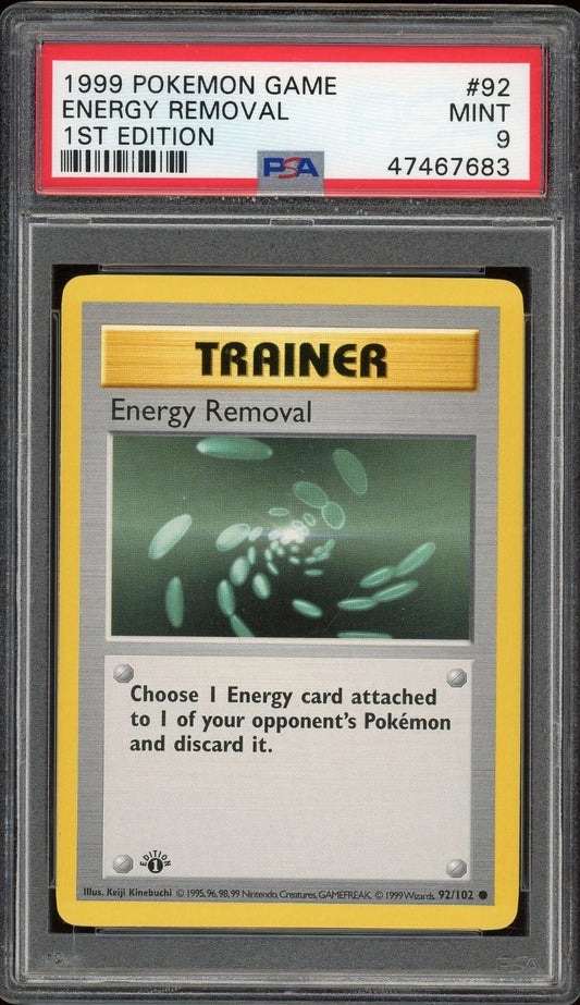 1999 Pokemon Game 1st Edition #92 Energy Removal PSA 9