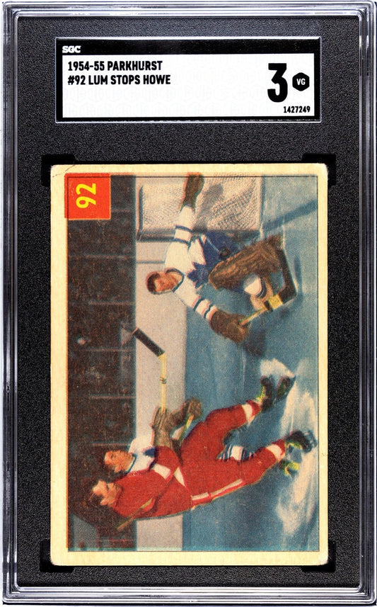 1954 Parkhurst #92 Lum Stops Howe SGC 3 VG