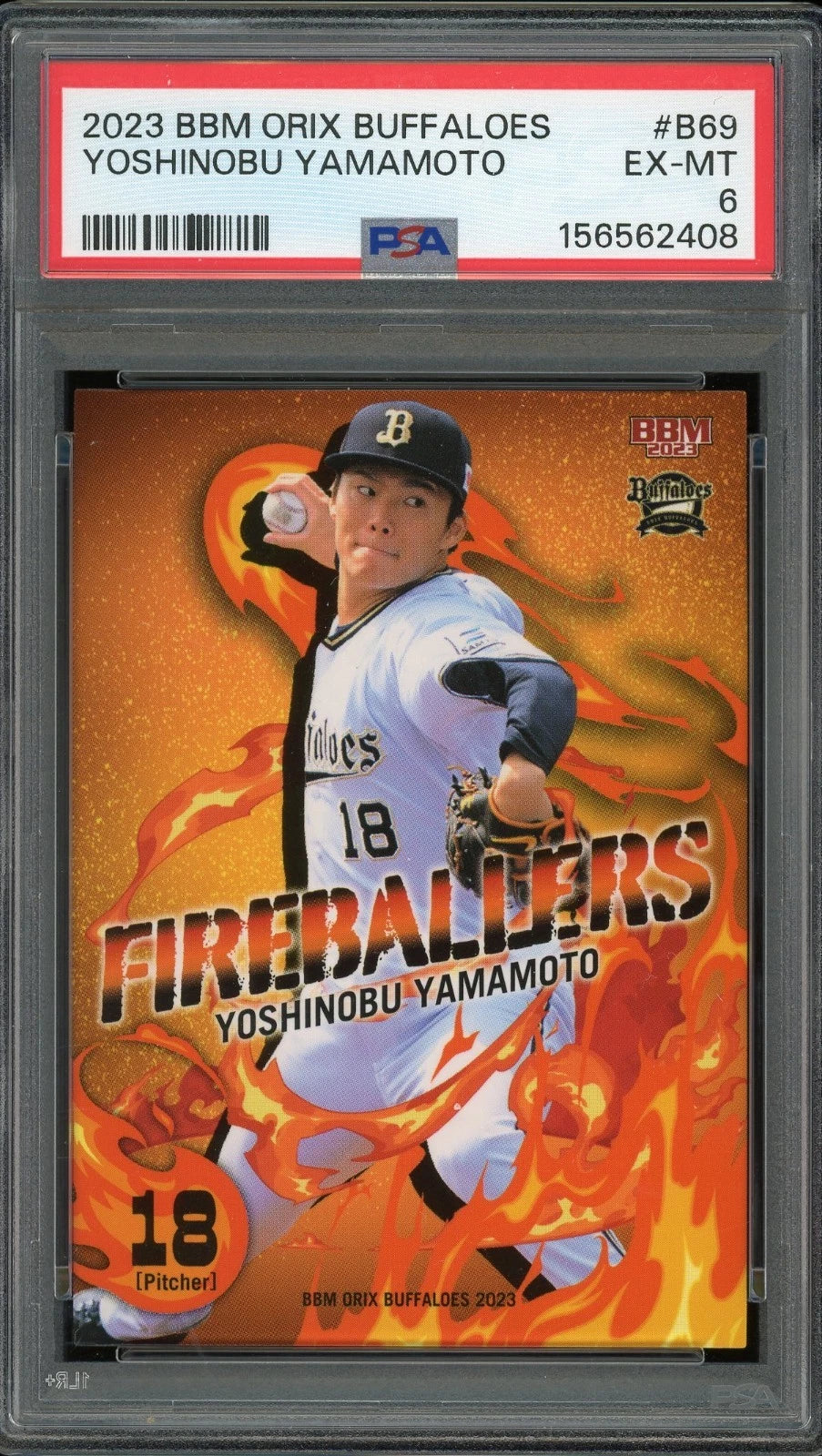2023 BBM Orix Buffaloes #B69 Yoshinobu Yamamoto Fireballers PSA 6 EX-MT