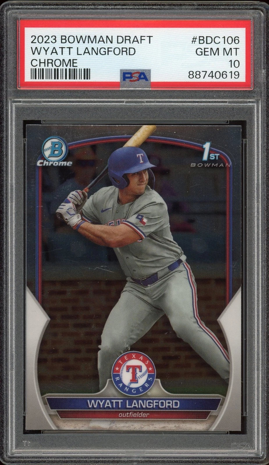 2023 Bowman Draft #BDC106 Wyatt Langford Chrome PSA 10 GEM MT
