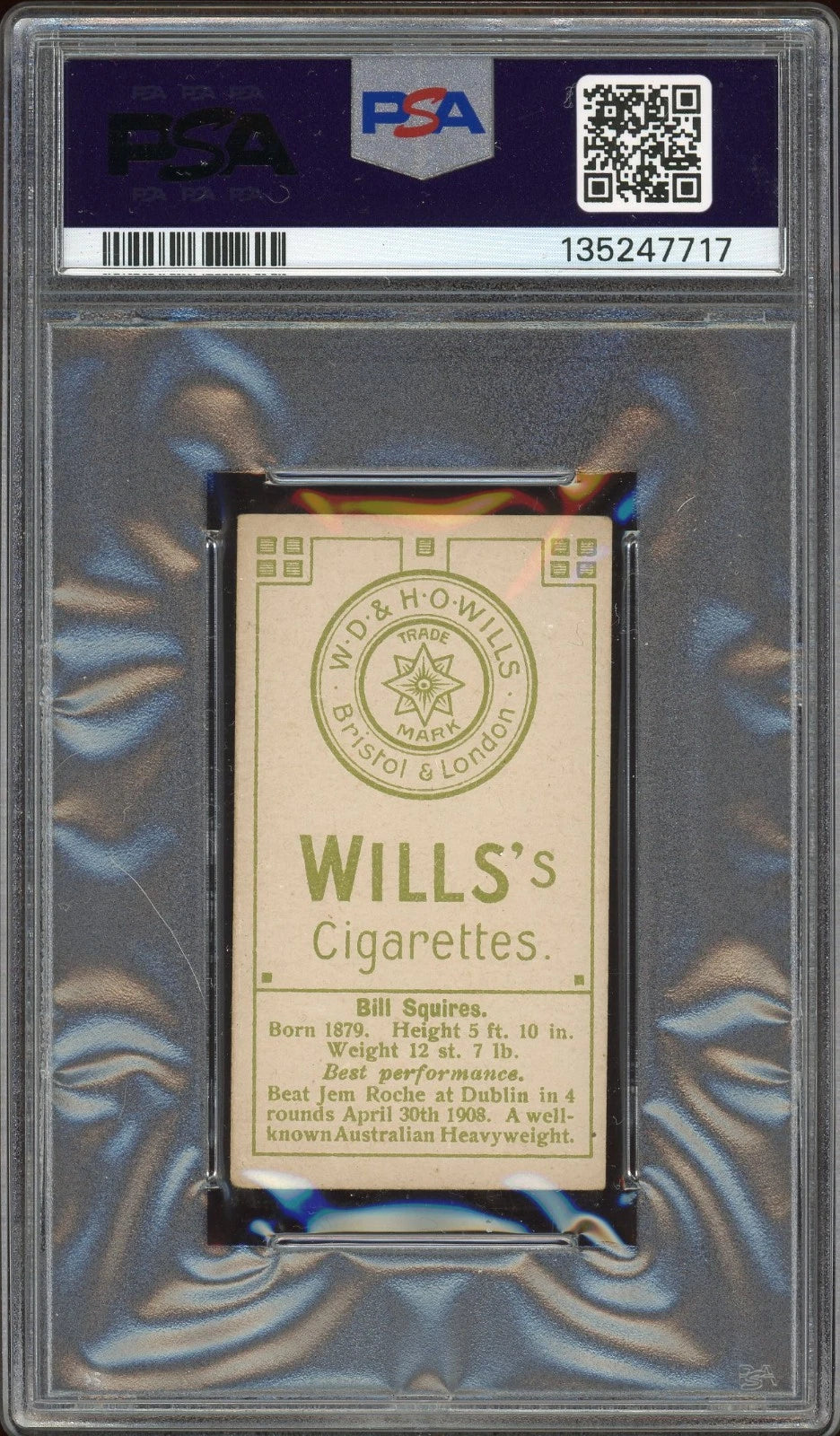 1911 W.D. H.O. Wills Green Star & Circle Bill Squires PSA 3.5 VG+
