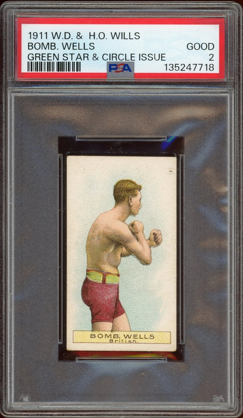 1911 W.D. & H.O. Wills Bombardier Wells Green Star & Circle Issue PSA 2 Good