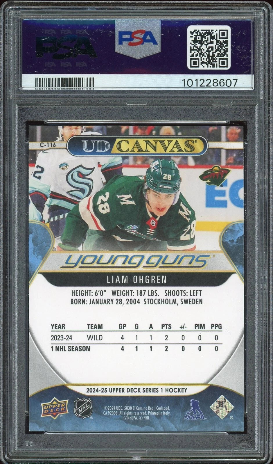 2024 Upper Deck #C116 Liam Ohgren UD Canvas PSA 9