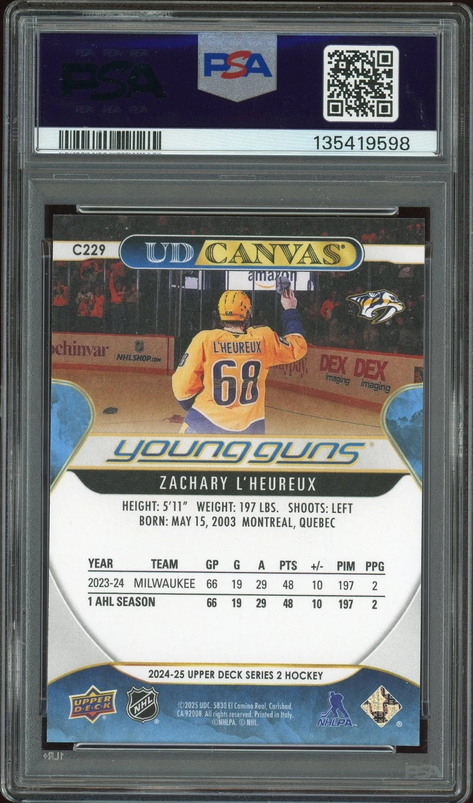 2024 Upper Deck #C229 Zachary L'Heureux UD Canvas