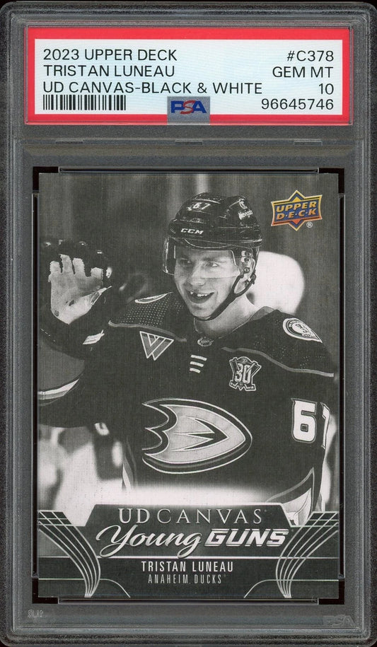 2023 Upper Deck #378 Tristan Luneau UD Canvas Black & White PSA 10 GEM MT
