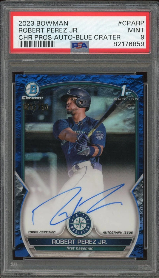 2023 Bowman #CPA-RP Robert Perez Jr Chrome Prospects Auto Blue Crater PSA 9 Mint