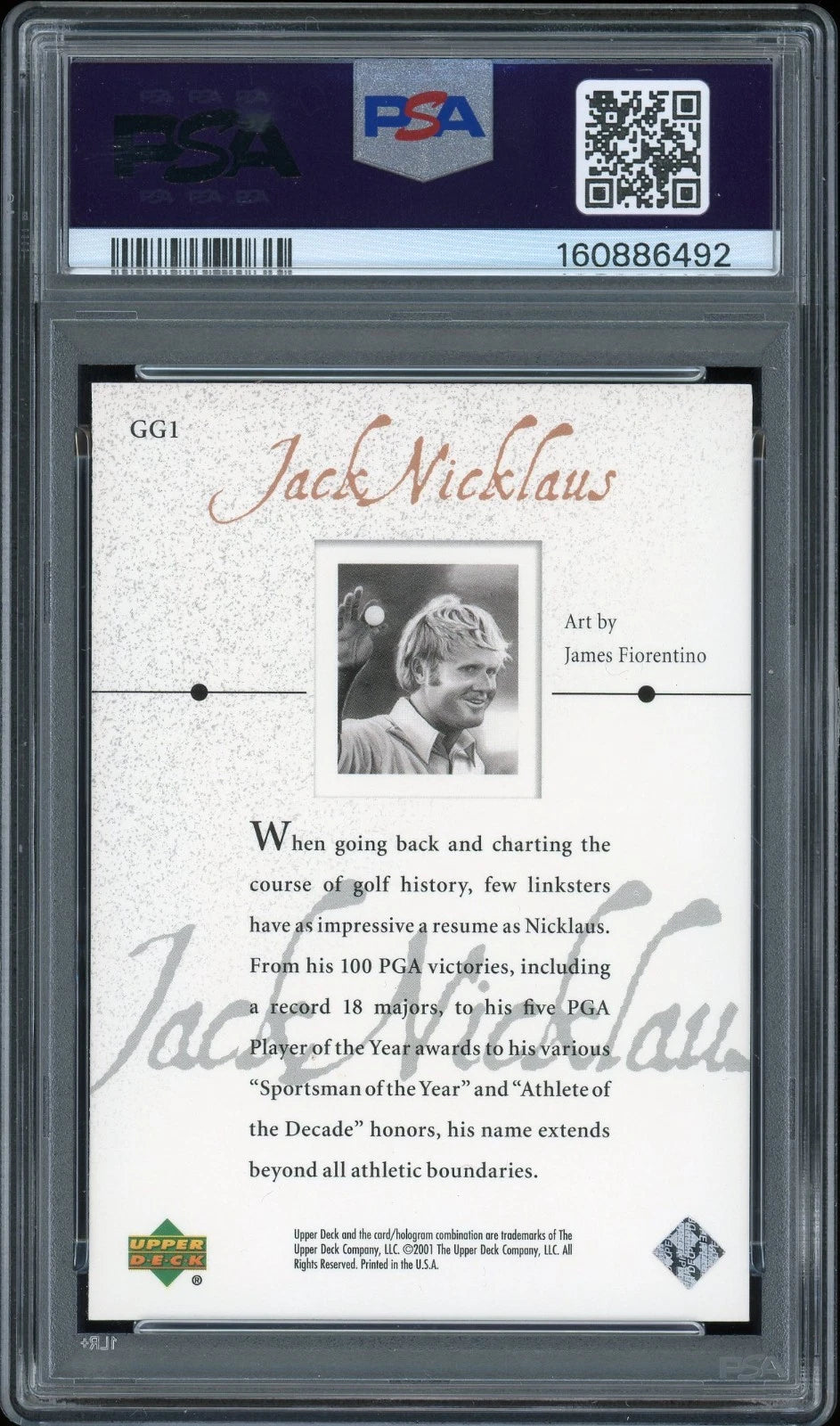 2001 Upper Deck Golf #GG1 Jack Nicklaus Golf Gallery PSA 7 NM