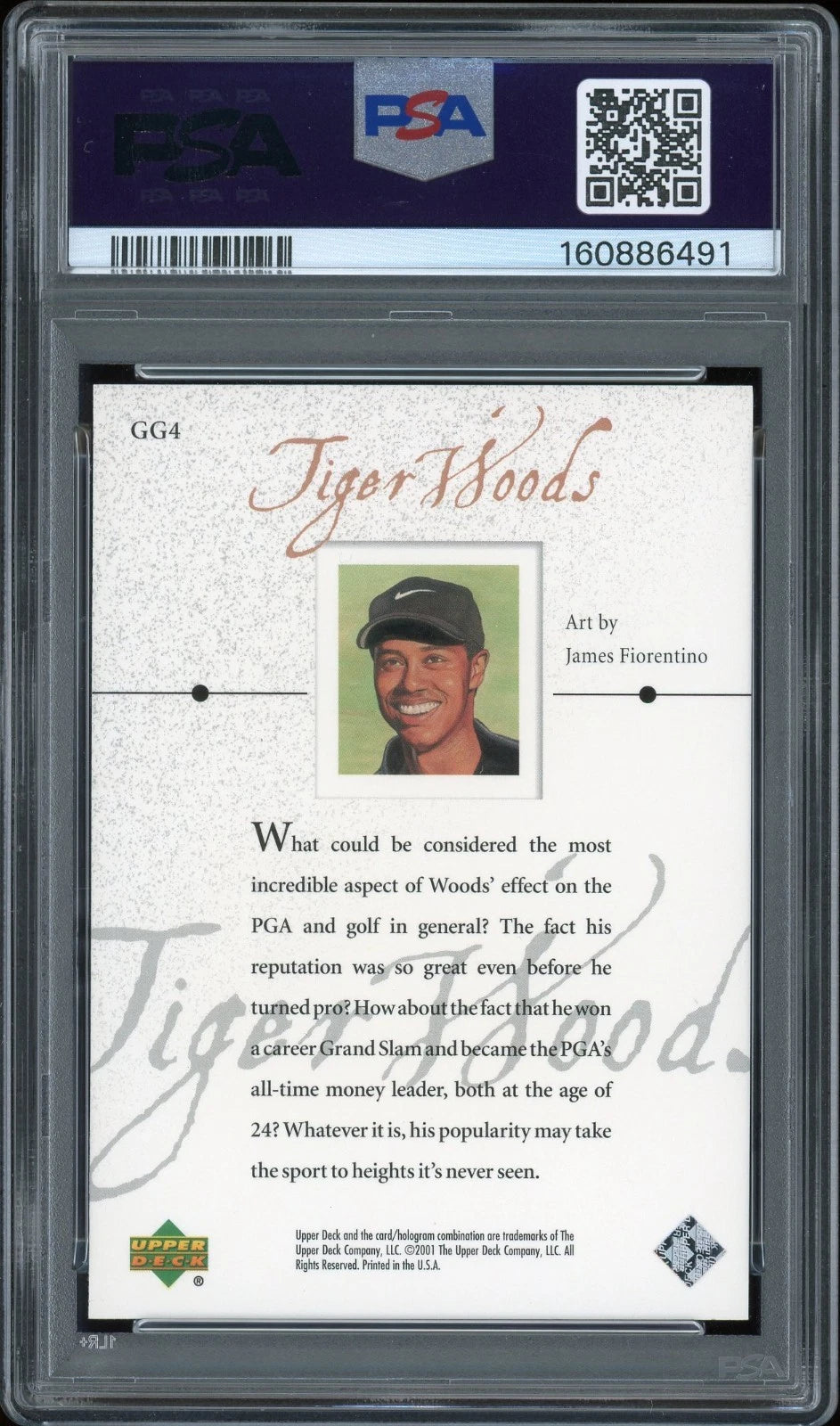 2001 Upper Deck Golf #GG4 Tiger Woods Golf Gallery PSA 8 NM-MT