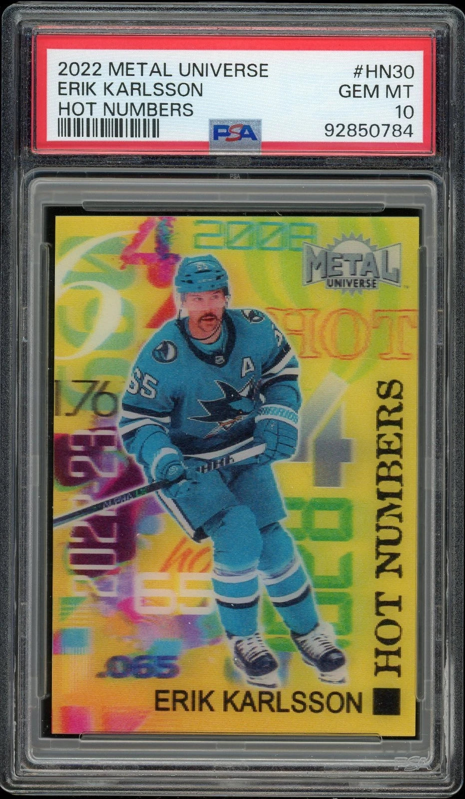 2022 Metal Universe #HN30 Erik Karlsson Hot Numbers PSA 10 GEM MT