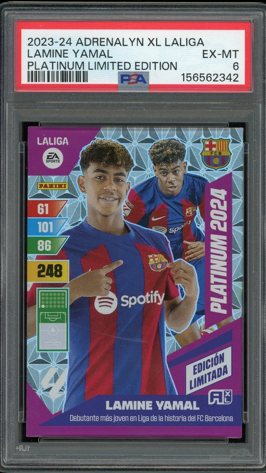 2023-24 Adrenalyn XL LaLiga Platinum Limited Edition Lamine Yamal PSA 6 EX-MT