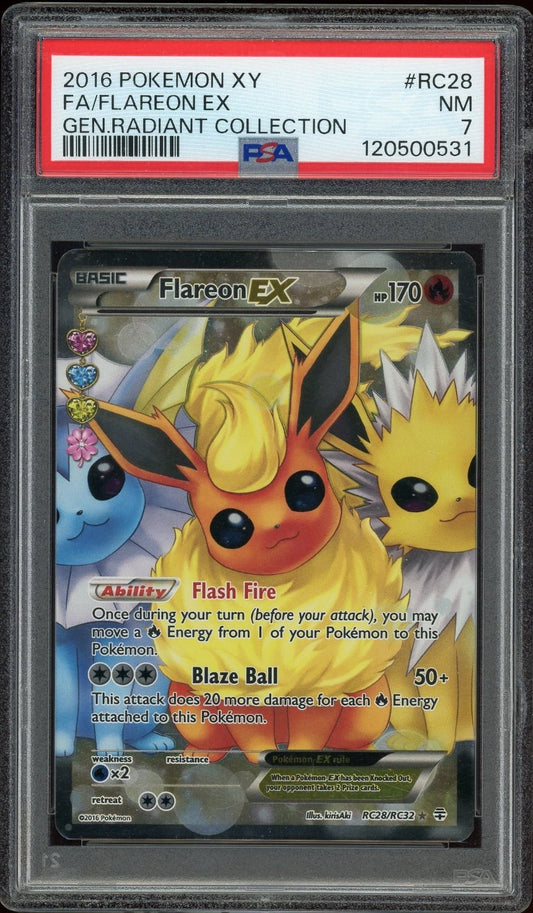 2016 Pokemon XY #RC28 Flareon Ex Full Art Generations Radiant Collection PSA 7 NM