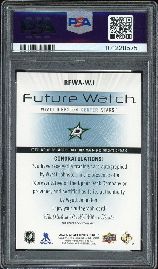 2022 SP Authentic #RFWAWJ Wyatt Johnston Retro Future Watch Auto /699 PSA 9 Mint