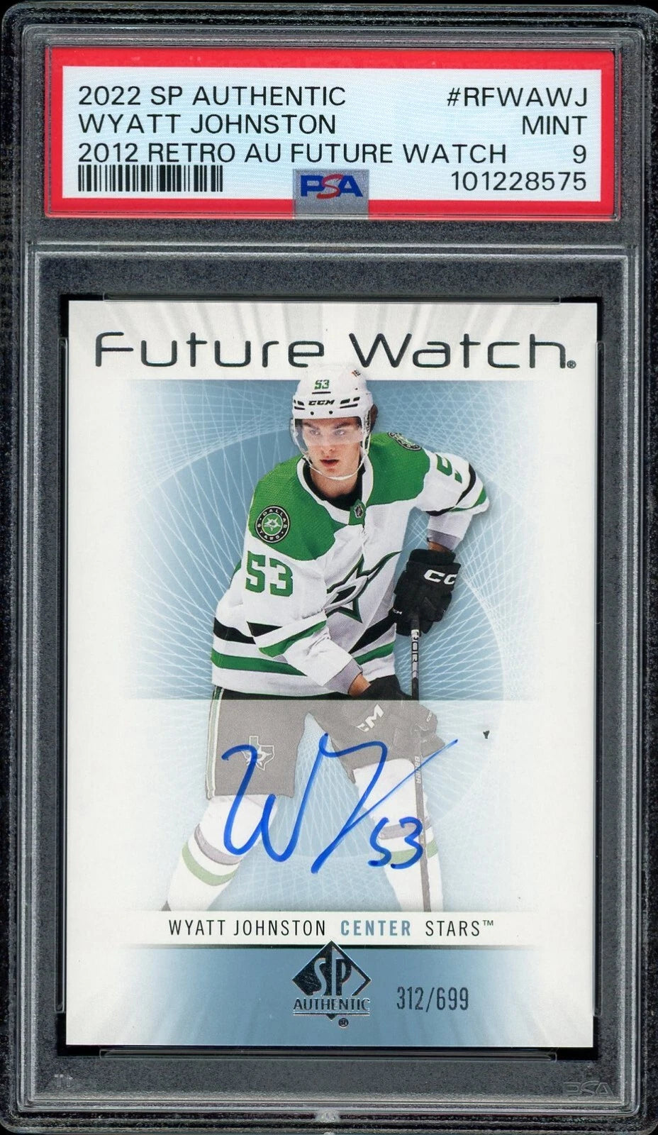2022 SP Authentic #RFWAWJ Wyatt Johnston Retro Future Watch Auto /699 PSA 9 Mint