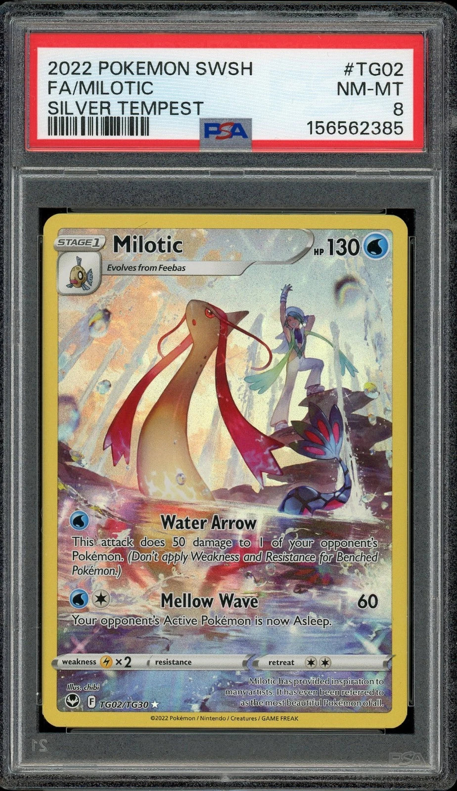 2022 Pokemon Sword & Shield Silver Tempest #TG02 Full Art Milotic PSA 8