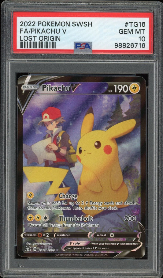 2022 Pokemon Lost Origin #TG18 Full Art Pikachu V PSA 10