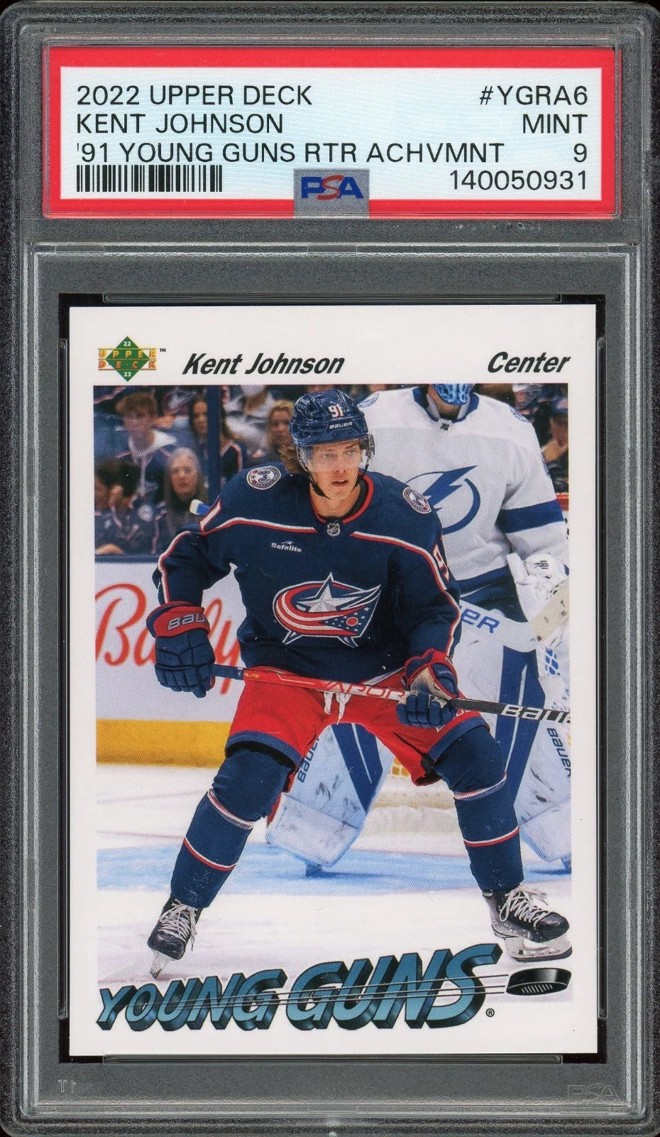 2022 Upper Deck #YGRA-6 Kent Johnson '91 Young Guns Retro Achievement PSA 9 Mint